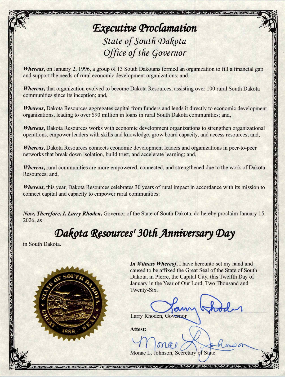 30th Anniversary Proclamation 1